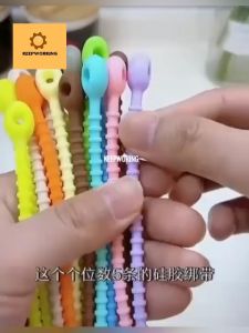 KW 1pcs Cable Tie Self-locking Silicone Rope Jewelry Lanyard Flower Bandage Bag Pendant Gifts Data Cable Organizer