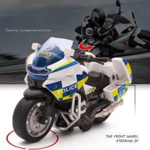 【WJ】1:14 alloy car model childrens motorcycle model toy simulation iron riding toy car patrol police car