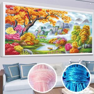 Peach Blossom Garden Pattern DIY Cross Stitch Complete Kits Printed Canvas Embroidery Cotton Thread Needlework Home Decoration