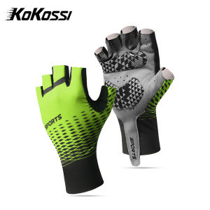 KoKossi 1Pair Cycling Gloves Men Summer Sports Anti Slip Sunscreen Breathable Outdoor Fishing Half Finger Bicycle Riding Gloves