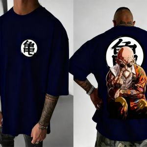 Bandai | Dragon Ball Summer Mens T-Shirt Japanese Anime Master Roshi Autumn Y2K Harajuku Boy Childrens Parent-Child Trend Short Sleeve
