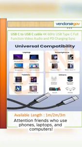 4K 60Hz USB Type C Full Function Video Audio and PD Charging Sync Data