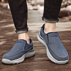 Spring Mens Old Beijing Canvas Shoes Easy-On Wide And Fat Foot Back High Footback plus Size Comfortable Breathable Casual Shoes