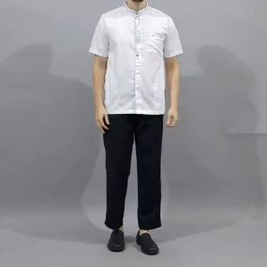 Baju Koko Pria Dewasa Putih Lengan Pendek Motif Simple Bordir Katun M-L-XL-XXL
