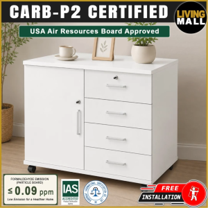 LivingMall KIERA MOBILE MULTI PURPOSE CABINET w/ Drawers CARB-P2 Low Formaldehyde Board