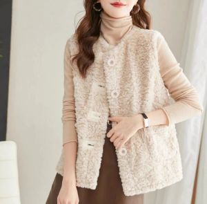 Áo Gile Giả Cừu Hàn Quốc Phong Cách Rộng Rãi Giảm Cân