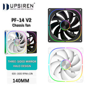 UPSIREN PF-14 V2 140MM ARGB Performance Chassis Fan 600-1600RPM Hydraulic Bearing 5V-3PIN ARGB/4PIN PWM 9 blades Prism Halo Fan