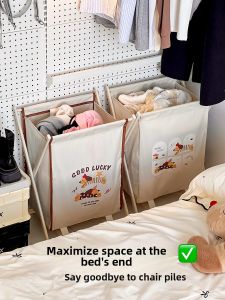 Foldable Fabric Laundry Basket Home Use Bedroom Dirty Clothes Hamper Bathroom Laundry Basket Casual Home Storage Basket