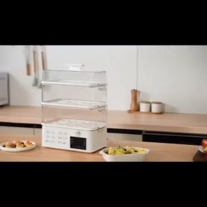 Electric Food Steamer Auto Cut Off 3-Tier 21L Large Capacity 800W Enlarged Steaming Trays Pengukus