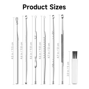 Bộ Dụng Cụ Lấy Ráy Tai 6 Trong 1 Bộ Lấy Ráy Tai Chuyên Nghiệp Dụng Cụ Làm Sạch Tai Bằng Thép Không Gỉ Kèm Hộp Đựng Và Bàn Chải Làm Sạch