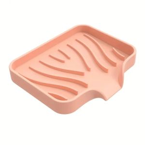 Silicone Soap Dish with Drain Kitchen Soap Tray Shower Self Draining Soap Dish Soft Bathroom Soap Holder for Kitchen Bathroom