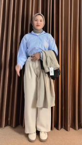 Oro Pants Knit | Highwaist Cullote Pants - Hitam & Ivory / Celana Panjang Kulot Korean Style