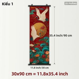 Tấm Thảm Truyền Thống Họa Tiết Chim Sơn Và Hạc Tranh Treo Tường Nhật Bản Phong Cách Cổ Điển Họa Tiết Sóng Hoa Dùng Trang Trí Phòng Khách Lối Vào Chất Liệu 100% Polyester.