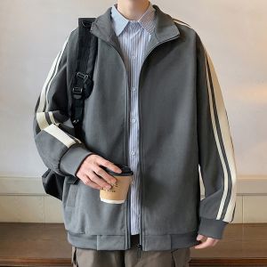 ROMON | Romon Mens Stand Collar Jacket Casual Sporty Handsome Spring Autumn New Style Trendy Zipper Outerwear Sweatshirt