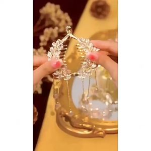 Diamond-studded Pearl Tassel Hair Clip & High Ponytail Buckle Accessory