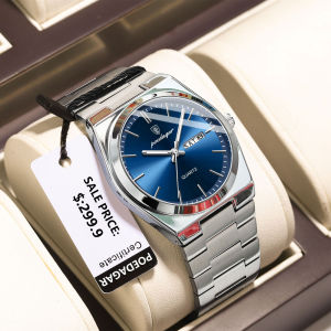 POEDAGAR Luxury Mens Watches Waterproof Luminous Date Week Men Watch Stainless Steel Casual Fashion Quartz Man Wristwatch Reloj