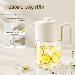 GIANXI | Bình Nước Kính Chống Nhiệt Dung Lượng Lớn
