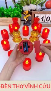 Bộ 2 Đèn Thờ Cảm Ứng Đèn Bàn Thờ Sạc Điện Đèn thờ không dầu tích điện thông minh Cảm Biến Thổi Bật/Tắt.