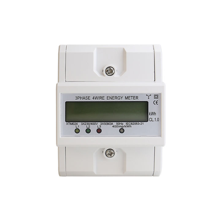 Din Rail 3 Phase 4 Wire Electronic Watt Power Consumption Energy Meter ...