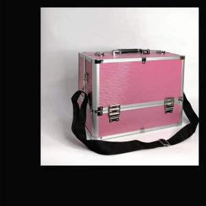 Cốp Trang Điểm Cô Dâu Chuyên Nghiệp Khung Nhôm Cứng Chắc Cỡ Lớn Cao Cấp Có Dây Đeo - Màu Hồng - 1718