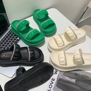 Ready Stock Thick Diamond Ladies Slippers Women Sandals Selipar Perempuan 厚亮钻女拖鞋凉鞋