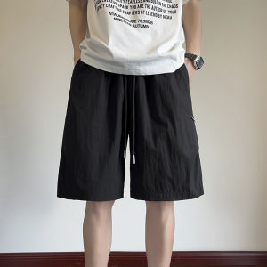 Mens Sporty Folded Shorts Summer Thin Loose Basketball Pants Trendy Quick Dry Casual Five-Quarter Beach Trousers Fashion Brand