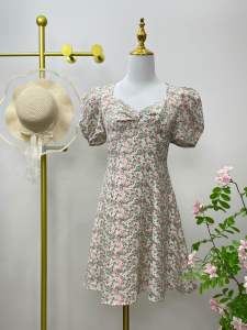 Sweet Floral Puff Sleeve Dress – Elegant & Comfy for Daily Wear