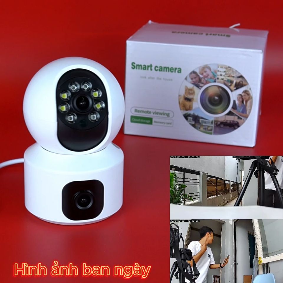 Camera Yoosee trong nhà 2 MẮT XEM 2 MÀN HÌNH cùng lúc T2T-8L 8.0MPX xoay 360 độxem đêm có màu Bảo hành 1 năm