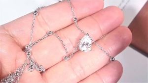 3 Carat Nữ Quả Lê Thả Zircon Mặt Dây Chuyền Vòng Cổ Hình Chữ Y Kim Cương Đơn Độc Vòng Cổ Hình Chữ Y Dễ Thương Lãng Mạn Quà Tặng Ngày Lễ