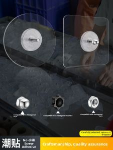 Strong M6 Waterproof Transparent Adhesive Hooks No Drilling Required Bathroom Organizer Sticky Hooks for Home And Personal Care