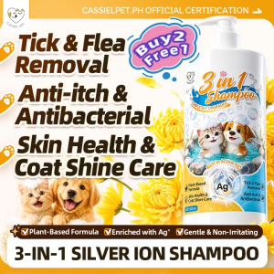 Cassiel Pet 3 In 1 Shampoo For Tick & Flea Removal Anti-itch Antibacterial Coat Shine For Dog & Cat