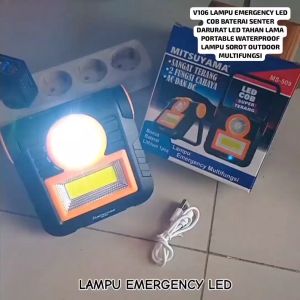 V106 ORI LAMPU EMERGENCY LED COB CAS BATERAI SENTER DARURAT EMERGENCI KERJA MALAM TAHAN LAMA PORTABL