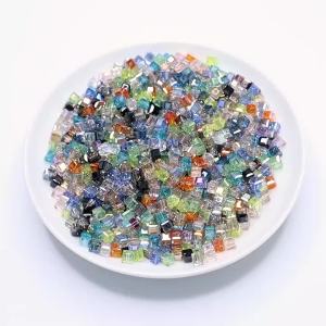 50Pcs 4/6/8mm Square Faceted Glass Crystal Beads for Jewelry Making Loose Spacer Glass Beads DIY Bracelet Pendant Accessories