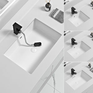 อ่างล้างหน้าเซรามิคความจุขนาดใหญ่สแควร์ฝังด้านล่างแบนมืออ่างล้างหน้าห้องน้ําอ่างล้างหน้าอ่างล้างหน้าเดี่ยว