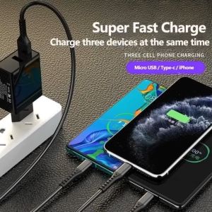 5A Fast Charging Cable 3 in 1 Quick Charging Cable for Lightnning /Micro Usb /Type-C plug Android Turbo Charge TypeC Cable