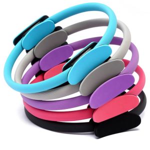 JBA Pilates Ring 38CM Anti Slip 40lbs Thick Flexible Highly Durable Fiberglass NBR Soft Skin-Friendly Yoga Circle Home Exercise Euipment Workout