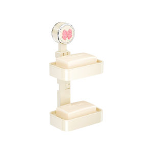 BAOJIAWANG | Double Layer Drainage Soap Dish No Drill Suction Cup Wall Mount Shelf