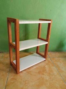 rak duduk 3 tingkat rak kayu aesthetic