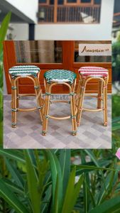 Anusarin สตูลหวายทรงสูง 72 cm Betong Series Bar Stool 01 หวายแท้และหวาย PE สีขาวและเขียว คอลเล็คชั่นสายน้ำไหลแห่งเบตง