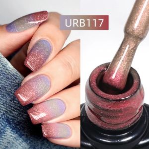 UR SUGAR 7ml Auroras Thermal Rubber Base Gel Polish Gradient Color Changing Chrome Gold Glitter Soak Off UV LED Nail Art Varnishes