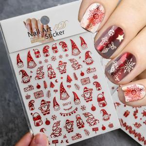 1Pcs 3D Red Santa Claus Snowflakes Nail Art Sticker Christmas Cute Elk Snowman Adhesive Nails Slider Winter DIY Manicure Decals