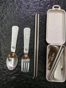Portable Folding 304 Stainless Steel Chopsticks Spoon Fork Set for Outdoor Travel Instant Noodles Bowl Versatile Dining Utensils