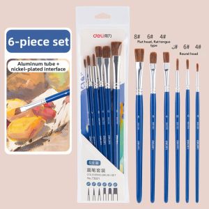 deli | Specialized Watercolor Horsehair and Hog Bristle Brush Set for Art Painting Classes