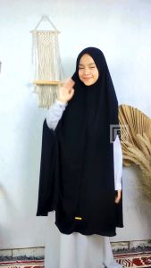 Khimar Hanzipper / Bolong Tangan XL/XXL/XXXL Jetblack / Woolpeach Lux By Yufina Hijab