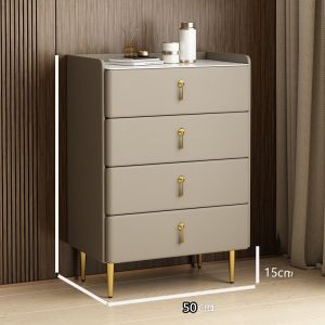 Modern Minimalist Luxury Bedroom Nightstand Storage Cabinet Korean Style Overall Low Height Drawer Furniture Wood Material