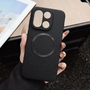 Luxury Lychee Leather Texture Magnetic Phone Case For OnePlus 15 13T 13S For Magsafe Soft TPU Bumper Shockproof Protector Cover