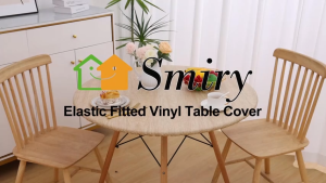 Round Fitted Vinyl Tablecloth with Elastic Edged & Flannel Backing Waterproof Wipeable Round Table Cover for Indoor Outdoor Patio Use - Fits Tables up to 40" - 68" Diameter