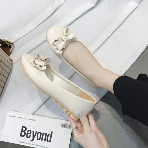 IELGY Bowknot Flat Sole Not Tired Single Shoes for Women Casual Non-slip Versatile and Comfortable Korean Version Soft Sole Work