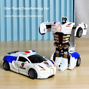 JIFANPAUL | Transformable Inertial Impact Police Car Racing Toy for Boys
