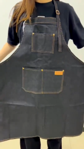 Black denim halter neck apron Japanese style work apron suitable for restaurants and coffee shops